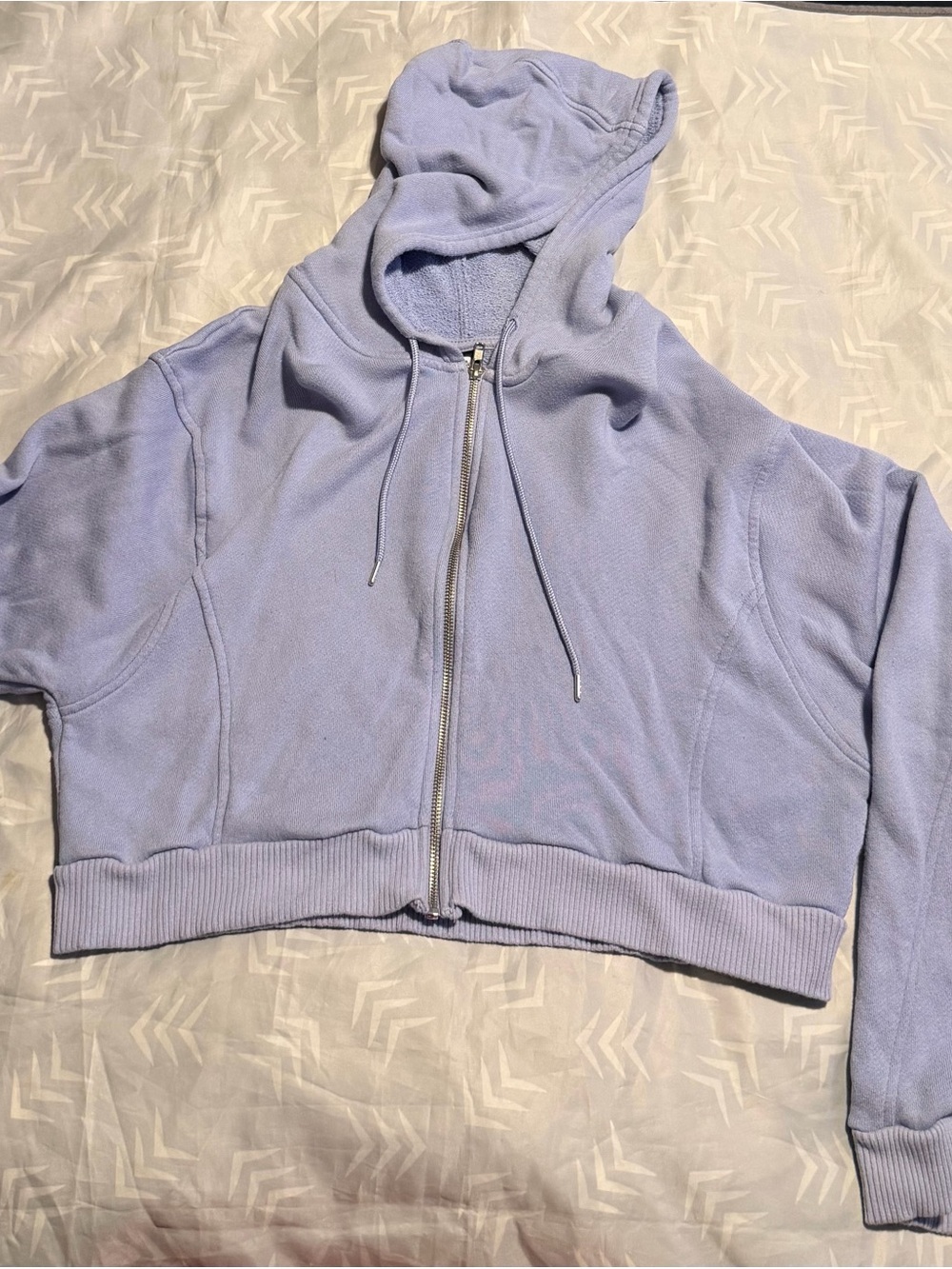 Ideology Cropped Zip Hoodie in Pale Lavender